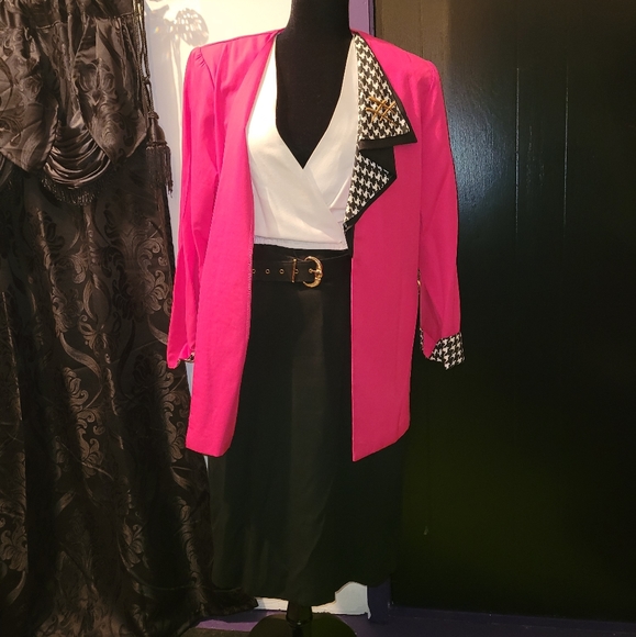 nu-mode Dresses & Skirts - 1980's power dress asymmetrical pattern with belt. Retro vintage